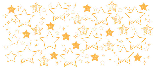 Illustration of pencil golden pen stars doodle. Atmospheric sky element for decorative design vector illustration