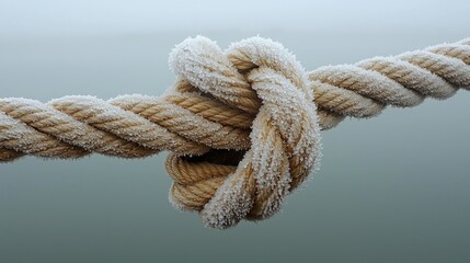 Frosted Knotted Rope on Misty Shore