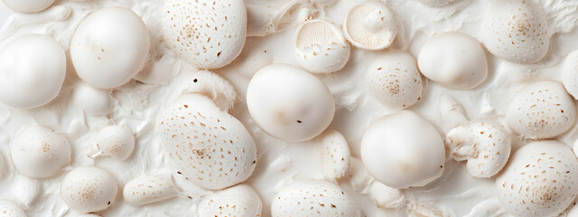 Mushrooms growing on a white background, close-up of mushrooms
