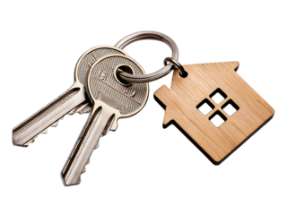 House keys with house shaped keychain, cut out