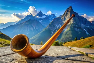 Alpine horn minimalism: simple photos of geometric alphorns in nature.