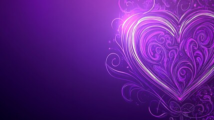 Abstract Purple Heart with Swirling Floral Design