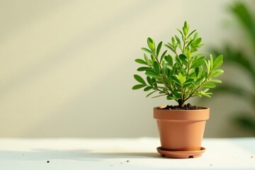 Fototapeta premium Potted jojoba plant thriving with specialized flower food, fertilizer, blooming