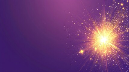 Fototapeta premium Golden Light Explosion On Purple Background