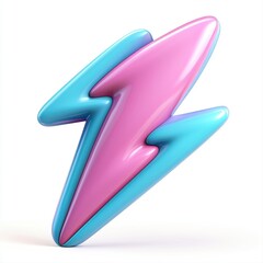 A creative lightning symbol in pink and blue colors capturing energy and motion in a visually striking design element