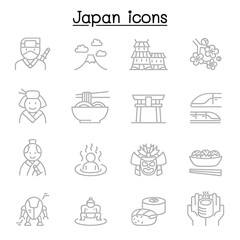 japan icon set in thin line style