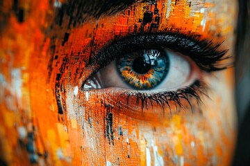 Stylized glitchart student theme distorted shapes pixelated backgrounds bright contrasting colors to represent digital education and modern youth culture providing copy space for techbased content