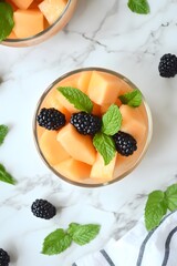 Delicious Cantaloupe and Blackberry Salad with Mint