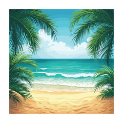 Sea beach vector illustration. Sea water and beach background
