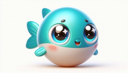 Obraz premium Cute cartoon fish character digital art playful environment colorful viewpoint whimsical concept