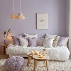 A cozy bedroom with a bed and two pendant lights