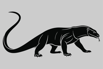 a Komodo dragon walking silhouette vector design art and illustration
