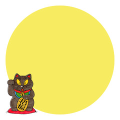 黒い招き猫 コピースペース(イエロー)