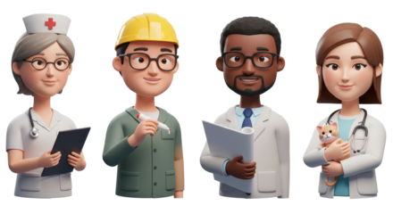 3D illustration of smiling people close up portraits set. Cute cartoon business men and women avatars, multi ethnic male and female characters faces, isolated on white