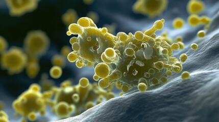 Obraz premium Microscopic View Of Clustered Yellow Cells On Surface
