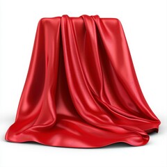 Luxurious red silk fabric draped elegantly against a crisp white background for fashion and textile inspiration