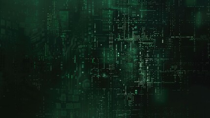 Fototapeta premium Abstract green digital shape or line of technological cyber style particle design connect in surreal electric style shape. High tech scene express mysterious pattern perfect for wallpaper. AIG53.