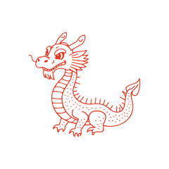 Adorable Dragon Outline Drawing Simple Childlike Character Perfect for Coloring Book Design