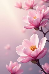 Obraz premium Soft color magnolia blossom illustration background, romantic, petals