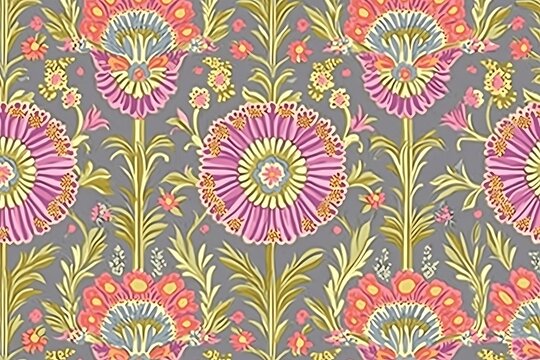 Gray floral textile design pattern