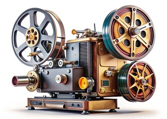 Naklejka premium Old Film Projector with Clipping Path