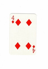 A vintage playing card isolated in the centre of a white background.