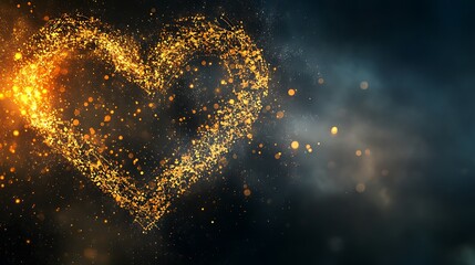 Golden Sparkles Form a Heart Shape in the Dark