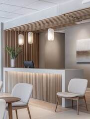 A modern and stylish reception area with its furniture