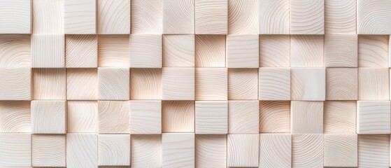 Wood Slat Background with Geometric Pattern Panels, Wooden blocks arranged in a textured pattern.