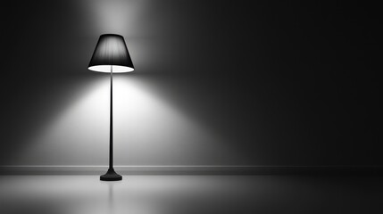 Illuminated Floor Lamp in a Dark Room