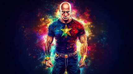 Fototapeta premium Colorful Superhero Portrait