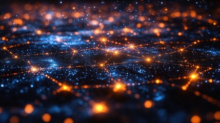 Obraz premium Visual Representation of AI Learning Using Binary Data Streams and Networks. Generative AI