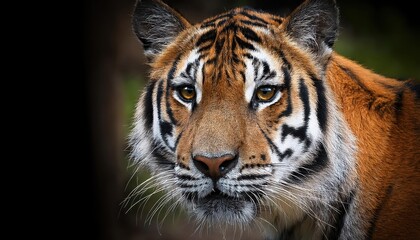 Naklejka premium Formidable Sumatran Tiger Staring Intently from the Jungles Verdant Depths, Majestic Creature Bathed in Golden Sunlight, Captured in a Moment of Pure Wildness and Strength