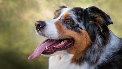Australian Shepherd Panting Vibrant Pooch Basks in Australian Outback Sun, Exuding Playful Energetic Spirit