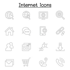 Internet browser icon set in thin line style