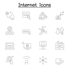 Internet technology icon set in thin line style