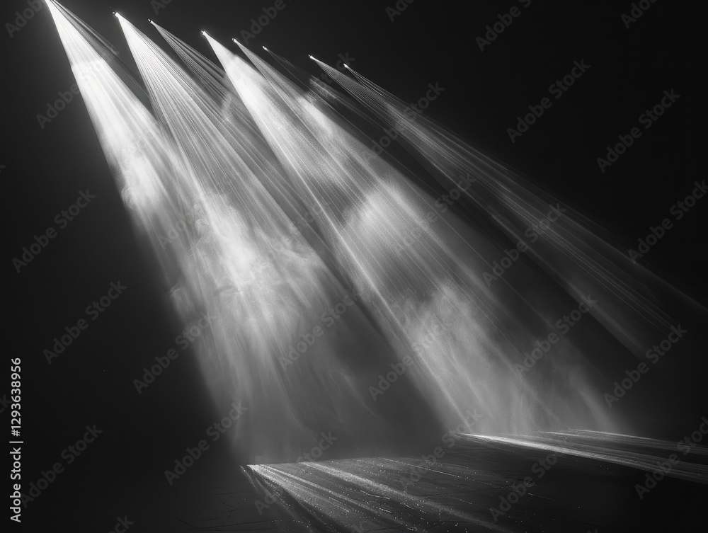 Poster converging light beams in a dark space
