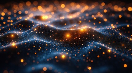 Obraz premium Decentralized Web Nodes Illuminate a Glowing Grid in Dark Space Environment. Generative AI