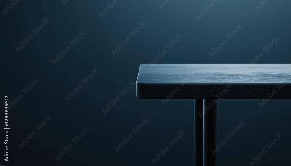Poster dark blue textured tabletop mockup with minimalist background