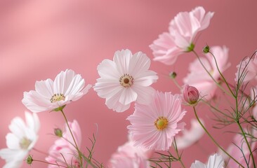 Delicate Pink Cosmos Flowers in Soft Focus