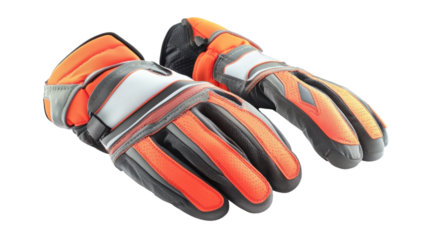 High-visibility safety gloves designed for protection during outdoor work activities in bright conditions