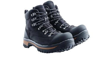 Durable black hiking boots designed for rugged terrain and outdoor adventures, perfect for all seasons and various activities