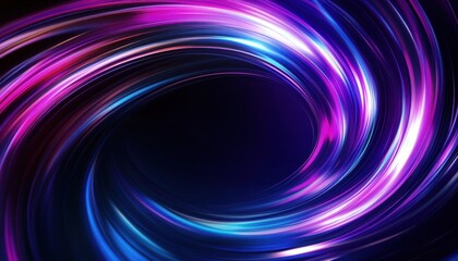 Dynamic Abstract Spiral of Glowing Light in Vibrant Purple Blue and Pink Hues