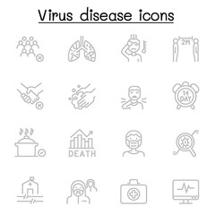 coronavirus, covid-19 icon set in thin line style