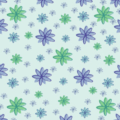 Hand drawn flower watercolor flowers pattern. Colorful hand drawn patchwork flat cartoon seamless pattern. Handmade patch work quilt style background for textile concept or fun modern backdrop design.