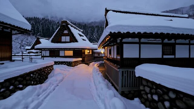 Shirakawa-go in Winter: A Traditional Japanese Village Covered in Snow
