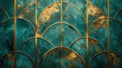 Elegant Teal and Gold Geometric Pattern Background