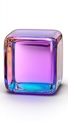 Elegant purple and blue glass block reflecting light, showcasing its translucent quality and unique color combination