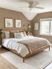 Fototapeta premium A Minimalist Bedroom With Modern Design And Decor