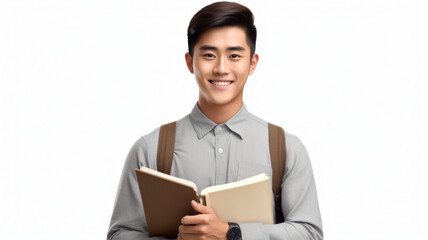 portrait of a young man holding a book